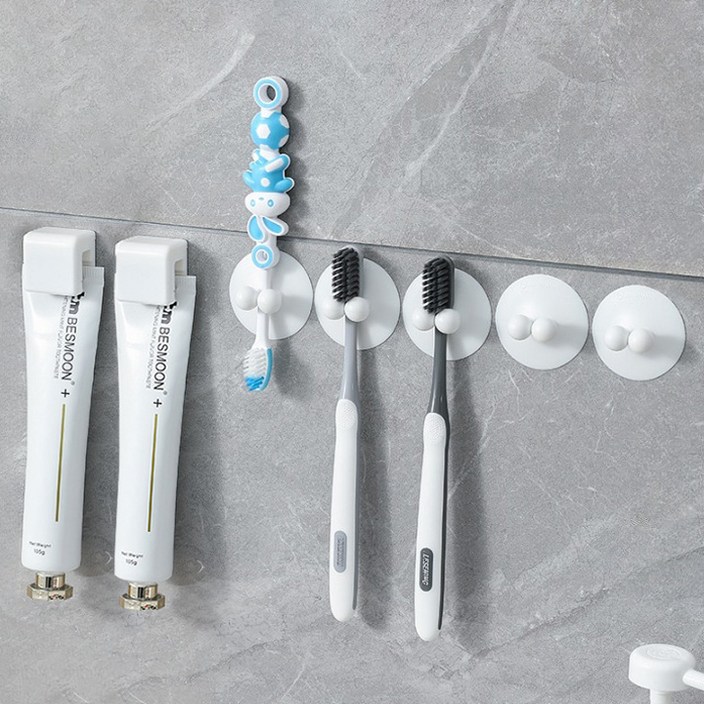 무식이네 공중부양 흡착 칫솔걸이 5p +접착 치약걸이 2p 세트