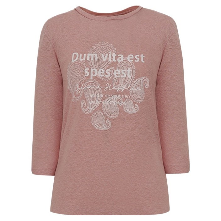 올리비아하슬러 여성용 라운드넥 프린팅 티셔츠 OHCMTS901