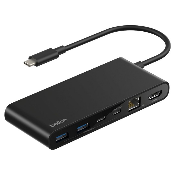 벨킨 connect 유니버셜 USB C 8in1 2.5Gbps 이더넷 10Gbps 4K 60Hz HDMI 100W PD 멀티 허브 INC024fqBK