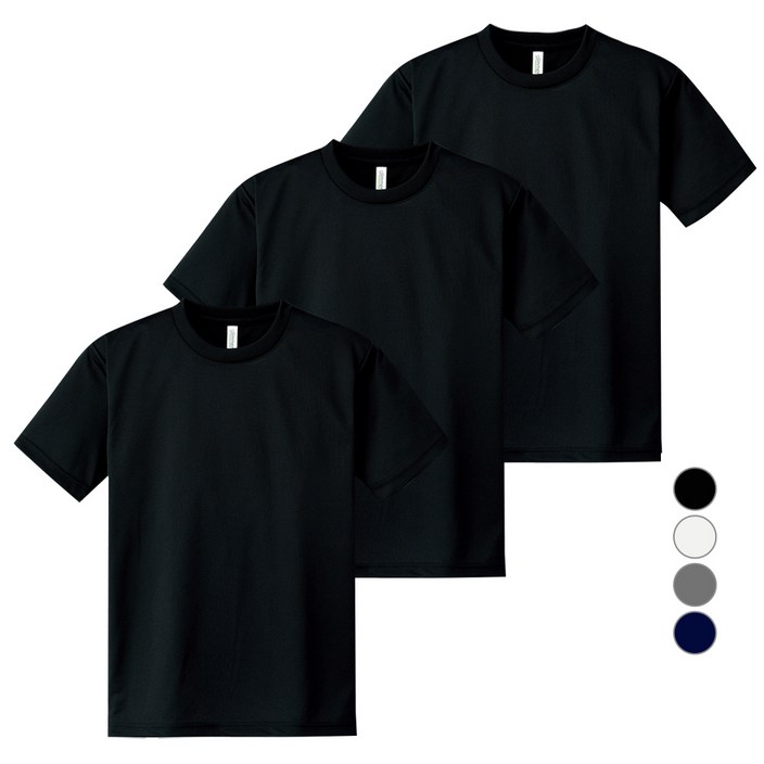 티팜 남녀공용 냉감 통기성 기능성 드라이쿨 라운드 반팔티셔츠 3p