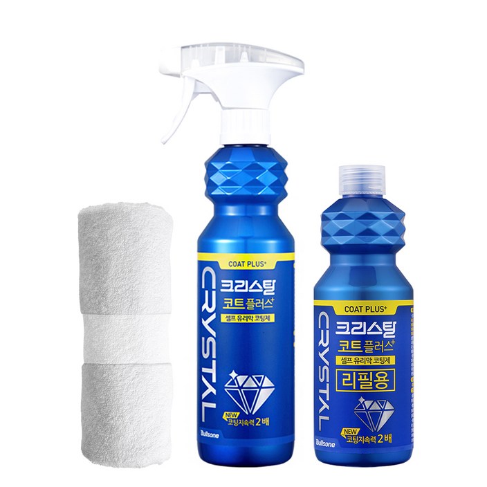 불스원 크리스탈 코트 플러스 500ml  리필 300ml  극세사융, 800ml, 1세트