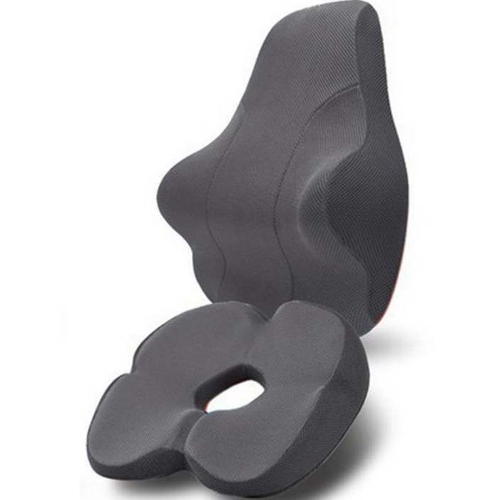베네폼 바른자세 등받이 허리쿠션 허리소프트  힙업방석 세트, 그레이