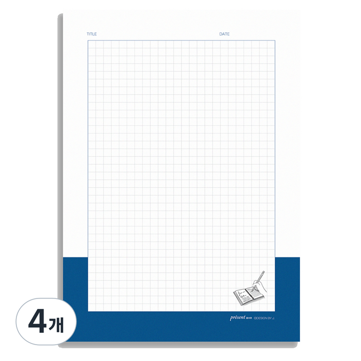 디자인바이제이 넉넉한 A5 노트패드 시그니처 100p 모눈, 혼합색상, 4개