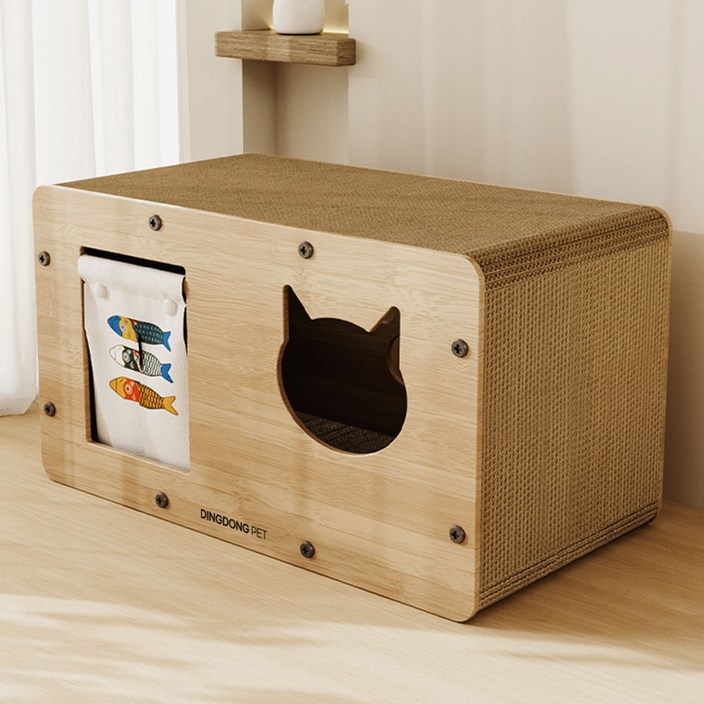 딩동펫 고양이 커튼 숨숨 하우스 스크래쳐 1단