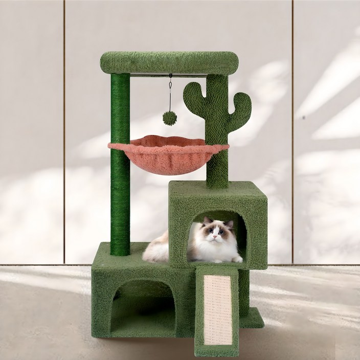 로이펫 4단 스크래쳐 숨숨집 플랫품 뚱냥이 캣타워