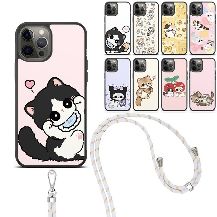 고양이 캐릭터 스트랩 케이스 A40 A42 A50 A51 A52 A53 A54 A55 A56 A71 A82 M53 퀀텀1 퀀텀2 퀀텀3