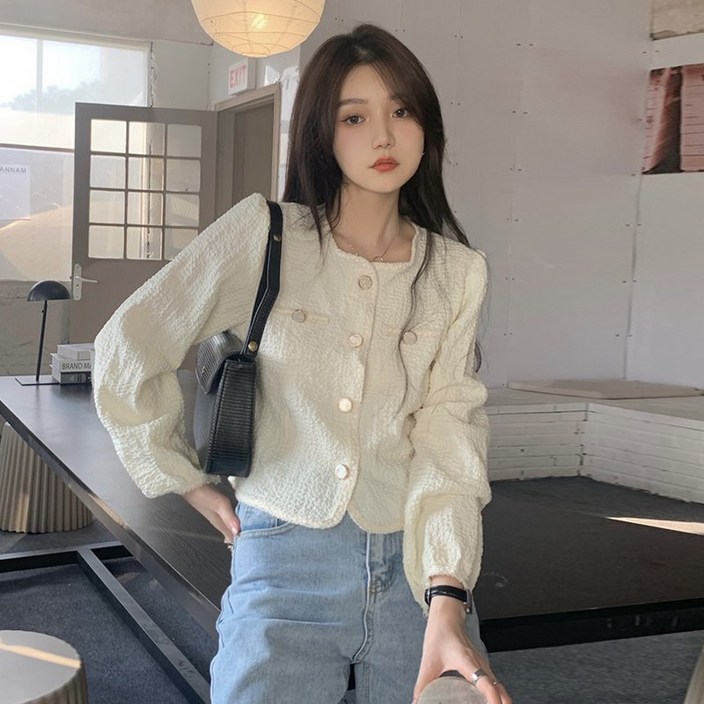 플레르 지니 크롭 버튼 자켓 셔츠 블라우스 플레르 지니 크롭 버튼 자켓 셔츠 블라우스