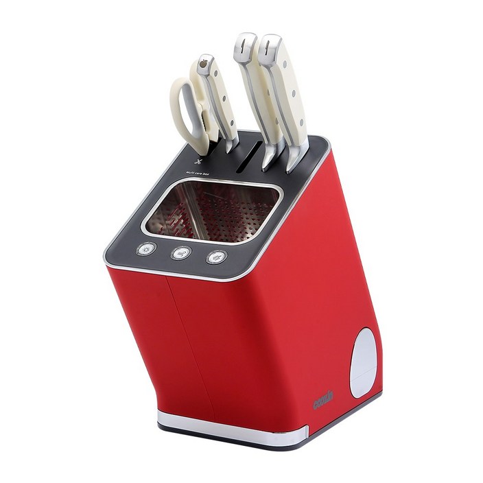 [쿠진본사] 나이프케어 시즌2 살균건조기 칼갈이 + 칼세트, 루비레드+에지리칼세트, 나이프케어 시즌2 루비레드+칼세트