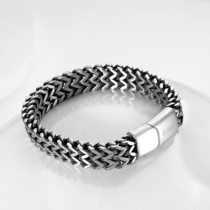 세인트스코트 STJSB2027 보웬 두 줄 스틸 남성 팔찌