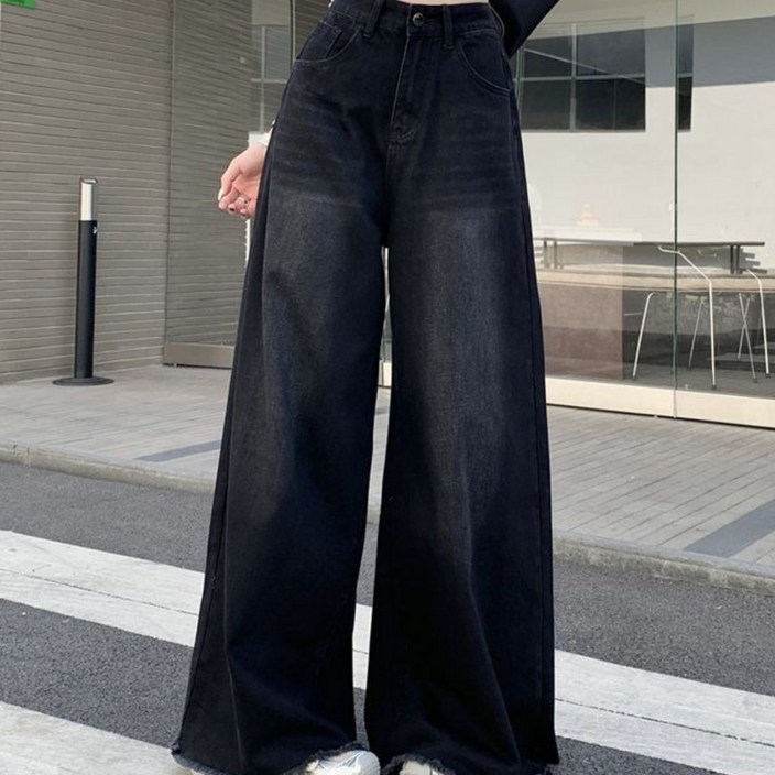 COSYEVNO 여성 봄가을 와이드 컷팅 데님 팬츠 BCXnzk8