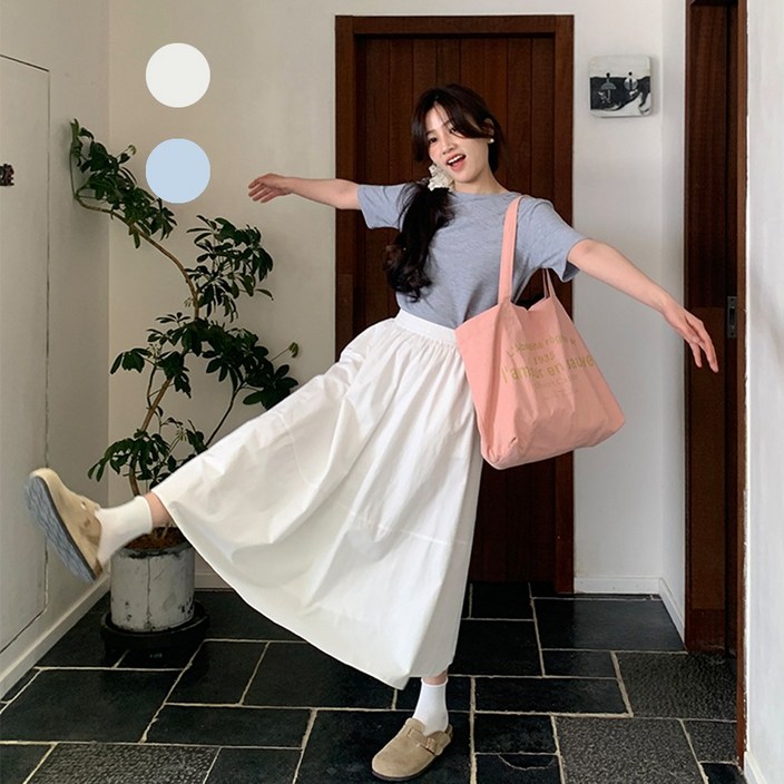 치유쿠 신상 밴딩 하이웨이스트 셔링 A라인 스커트