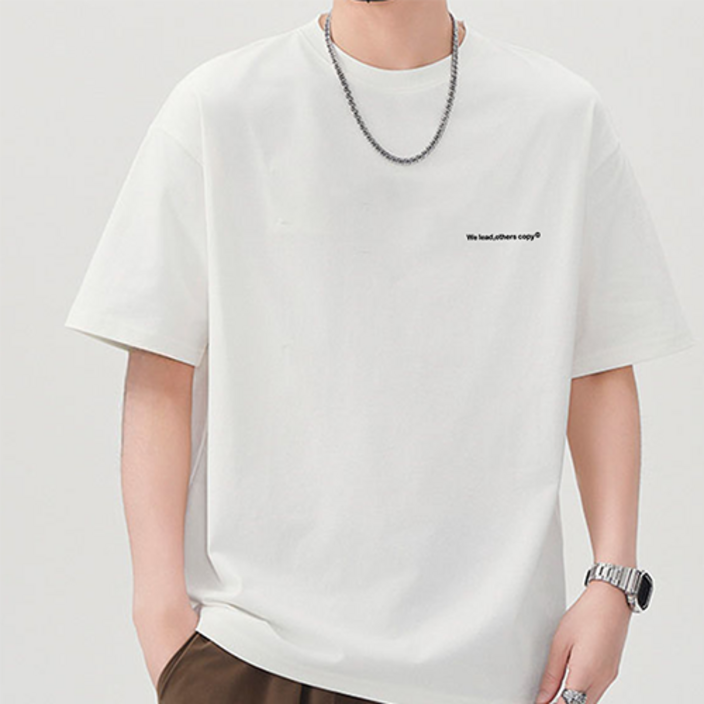 데일로엔 남자 여름 라운드넥 베이직 레터링 반팔티셔츠