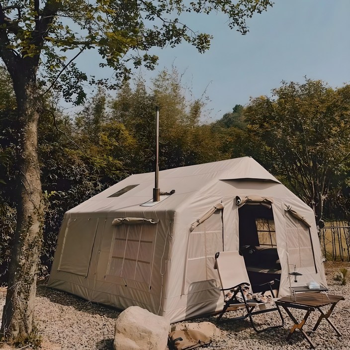 [당일 발송 A/S가능] 집콕시그널 사계절 에어텐트 13.2 면텐트 감성 글램핑 텐트, 방수 3000m, 오트밀베이지, 4~8 인용