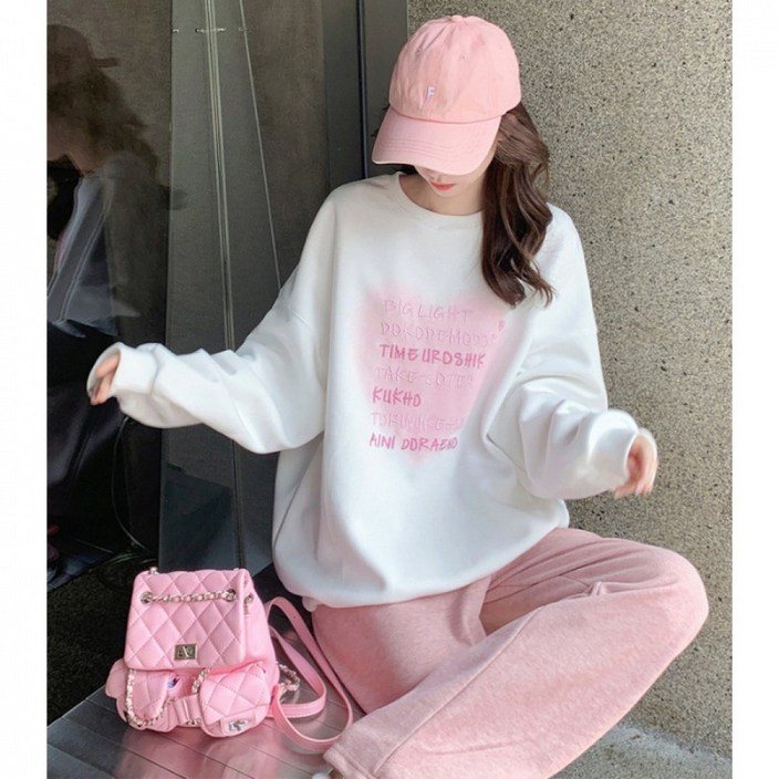 오스틱니 여성용 가을겨울용 초특가 레터링 프린팅 컴포트 캐주얼 맨투맨