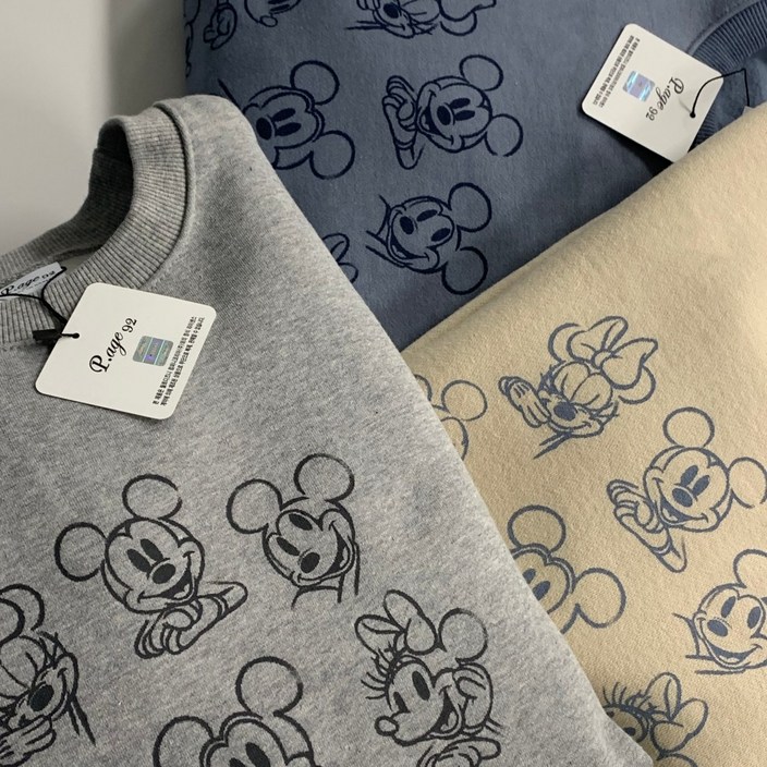 [기모/디즈니/정품] MICKEY 미키 캐릭터 프린팅 루즈핏 맨투맨 3colors