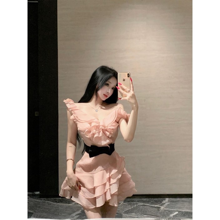 [러블리 리본] 여름 원피스 뷔스티에 프릴 캉캉 미니 원피스