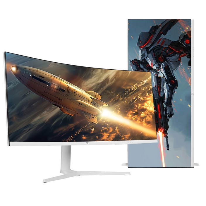 래안텍 PANTHEON CQA34C80SM 화이트 Fast VA 180 WQHD USB-C 멀티스탠드 게이밍 무결점 커브드 모니터, 울트라와이드, 86.5cm