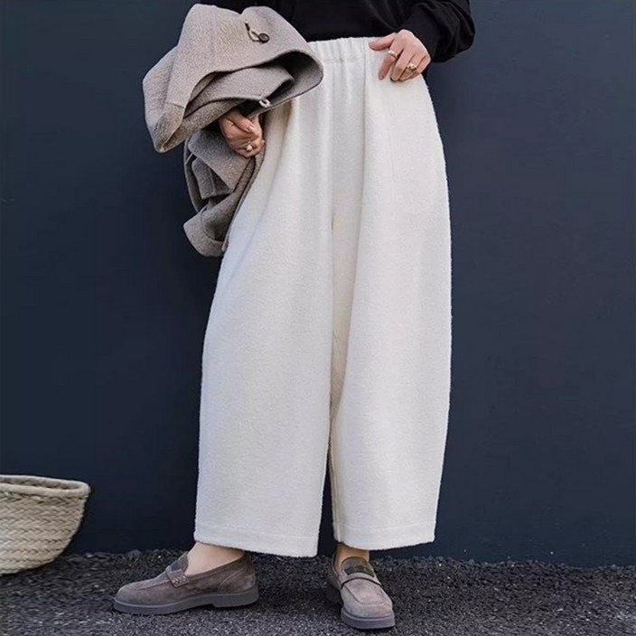 퀸앤조이 헤르미 울블렌드 부클 9부 배기 밴딩 팬츠