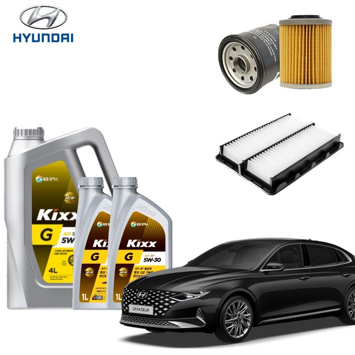 그랜저IG 3.0 LPI 엔진오일세트 킥스G 에어필터 오일필터 순정 호환형, 6L, 5w30, 1세트