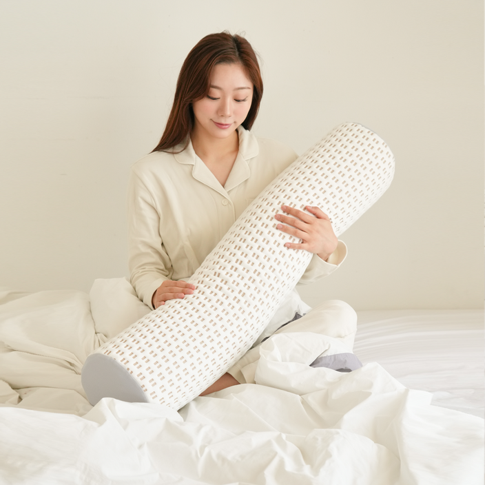 라텍스홈 바디필로우 원형 대형 안고자는 긴베개 롱쿠션, (_화이트_)