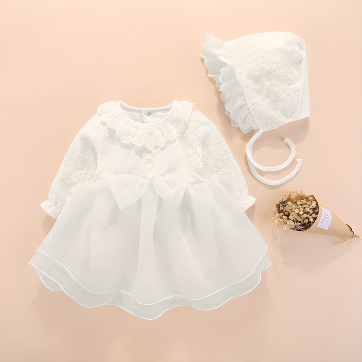 아이엠베베 여아용 피오레 돌백일 드레스슈트  보넷 세트