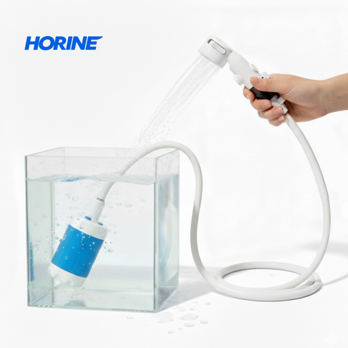 HORINE 휴대용 야외 캠핑 샤워기 무선 샤워펌프, 2개, 블루