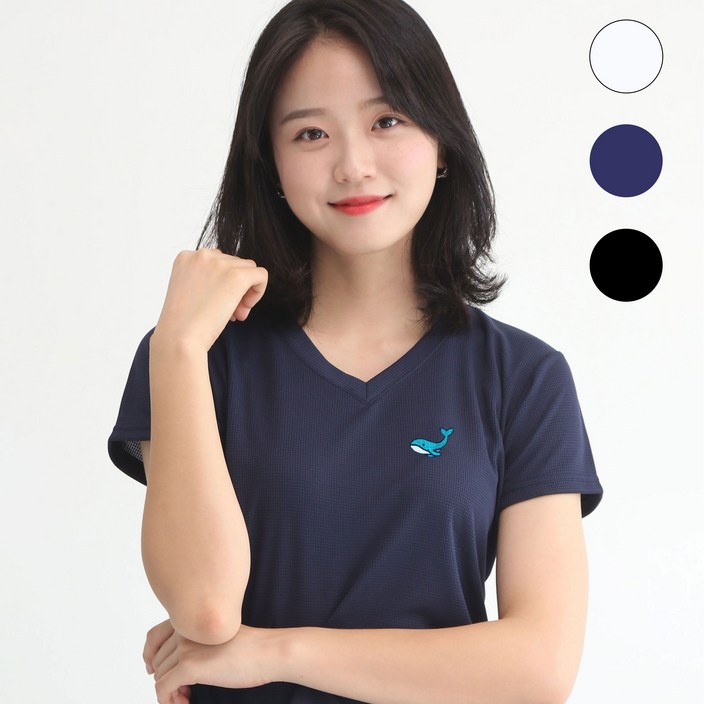 멋지군 쿨론 기능성 브이넥 고래 캐릭터자수 반팔 쿨 티셔츠 멋지군 쿨론 기능성 브이넥 고래 캐릭터자수 반팔 쿨 티셔츠