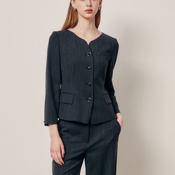 지고트 JR8A0JK291미니멀 테일러링 노카라 자켓 재킷