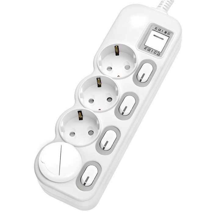 에코파워탭 LED 개별 과부하차단 멀티탭 전선형 4구 EPM-L304SS + 안전커버