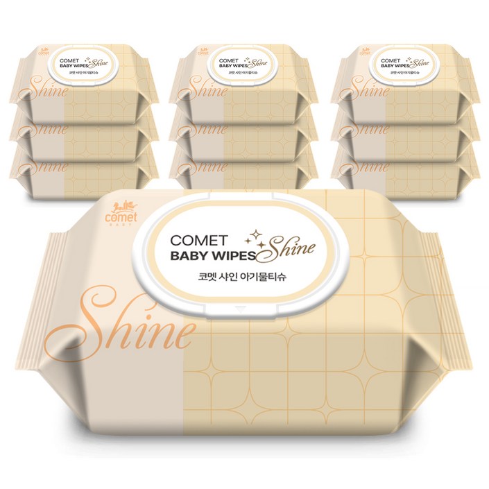 코멧 샤인 아기물티슈 캡형, 100매, 10개