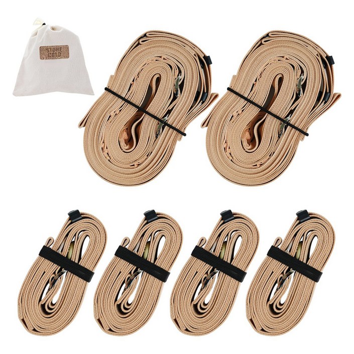 스톤콜드 캠핑타프 웨빙스트랩 메인 2p + 보조 4p + 파우치 세트