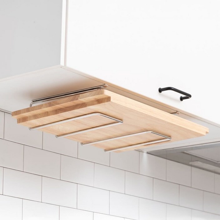 스파이더락 무타공 언더핏 스텐 도마걸이 1단, 실버, 1개