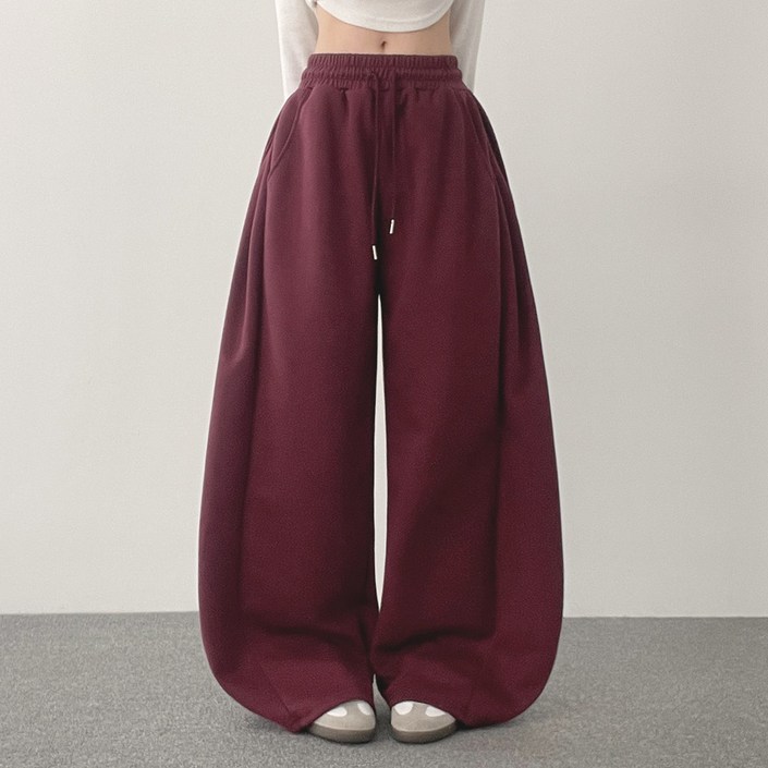 위드후이린 여성용 나나 옆핀턱 와이드 트레이닝 밴딩 팬츠