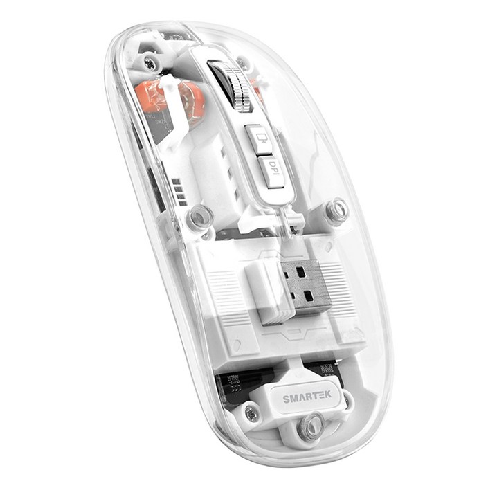 스마텍 리시버 USB 무선 무소음 블루투스 마우스 STMIV100, 투명, STMIV100