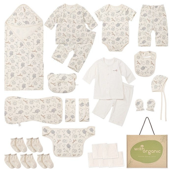 위드오가닉 신생아용 모모의숲 프리미엄 여름 25종 출산선물 세트