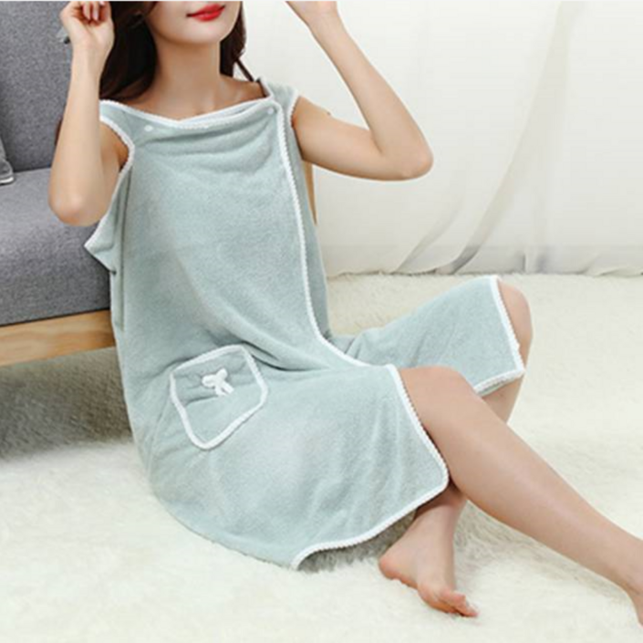 보마리 벨벳 소프트 목욕 가운 타월, 그린, 1개