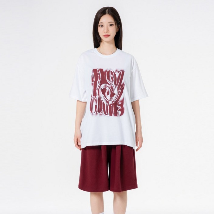 모즈모즈 카오스 반팔 + 더블코튼 와이드 원턱 반바지 셋업