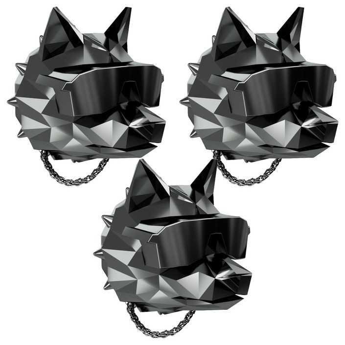 쓰리나인 힙한늑대 불독 프리미엄 차량용 방향제 크롬블랙, 3개, 클린코튼