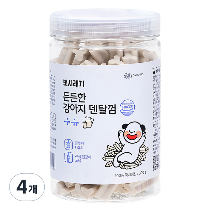 뽀시래기 든든한 강아지 덴탈껌, 우유맛, 300g, 4개