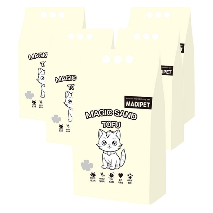 메디펫 매직 응고형 고양이 두부모래 가는입자, 10L, 5개, 무향 메디펫 매직 응고형 고양이 두부모래 가는입자, 10L, 5개, 무향