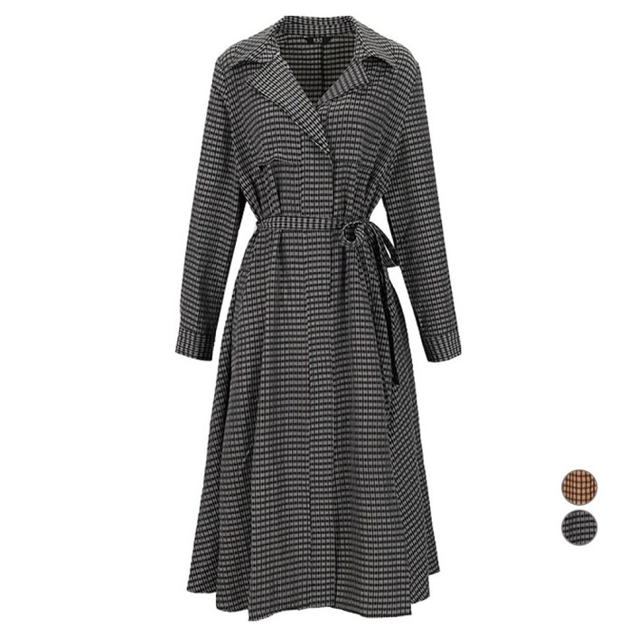 비지트인뉴욕 여성용 백 플랩 체크 롱 원피스 VA9OP72