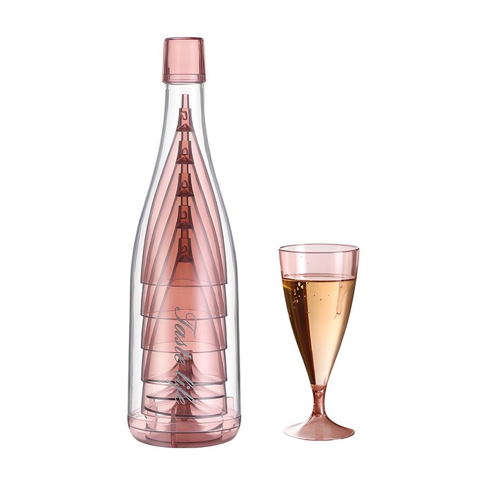 착한살림 휴대용 플라스틱 와인잔 5p 세트 핑크