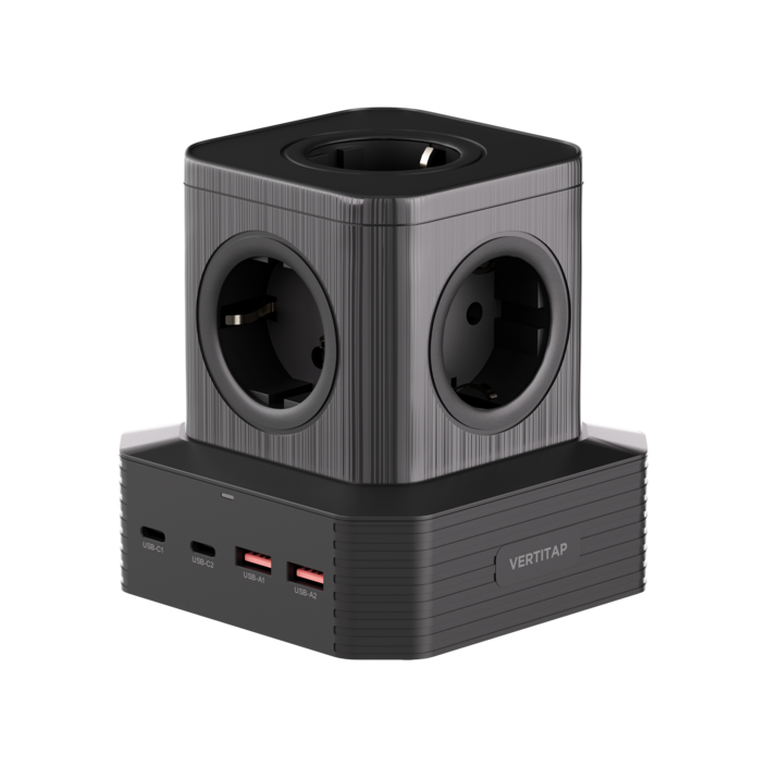 버티탭 버티컬 ultra65 고용량 타워 큐브 9구 멀티탭 4000W, 블랙, 1개