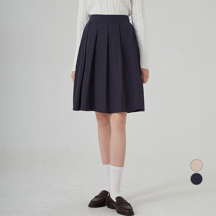 ELLE PARIS 플리츠 데일리 미디 스커트 ELLE PARIS 플리츠 데일리 미디 스커트