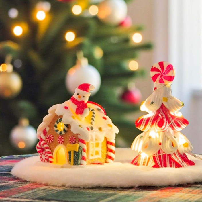 이플린 크리스마스 소품 쿠키집 무드등 눈사람  젤리 미니트리 세트