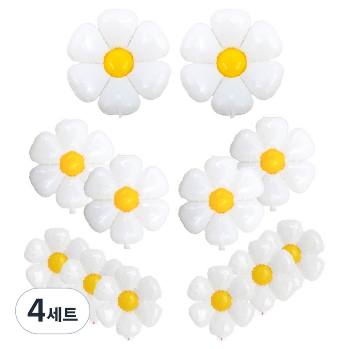 코히모 데이지 꽃 파티 풍선 대형 2p  중형 4p  소형 6p 세트, 4세트, 혼합색상