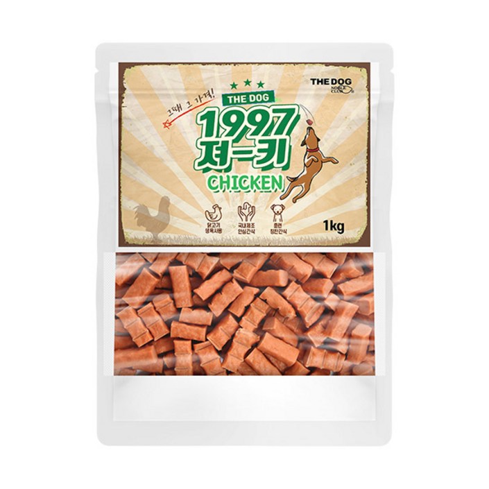 더독 강아지 간식 1997 져키 1kg, 치킨맛, 1개