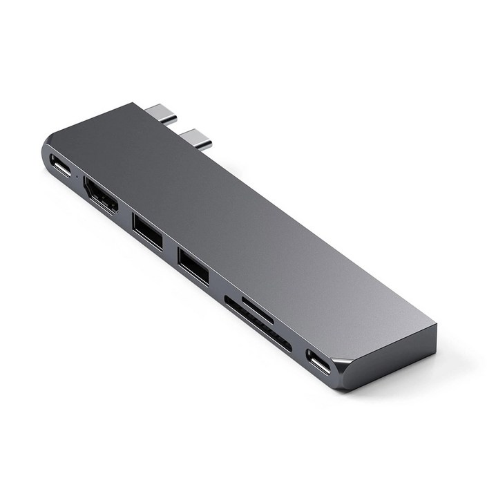사테치 USB C타입 7in1 맥북 에어 프로 멀티 허브 슬림 STHUCPHSM, Space Grey, 1개