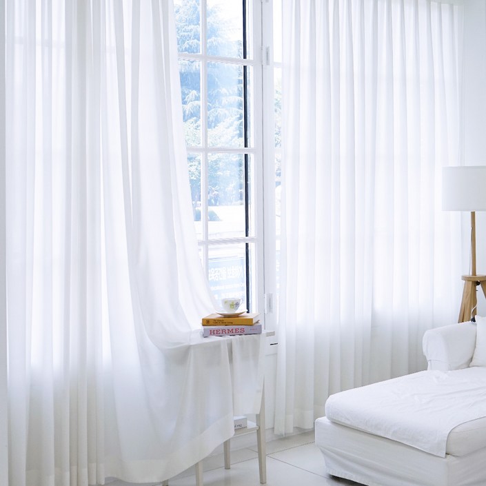 휴인홈 비침없는 나비주름 울트라도톰 쉬폰 커튼 2p