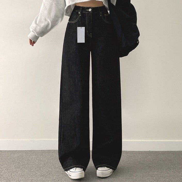 위드후이린 여성용 논페이드 와이드 데님 팬츠 (기본/롱)
